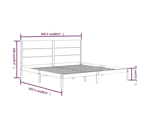 Lovos Rėmas, Juodos Spalvos, 200X200cm Pušies Medienos Masyvas