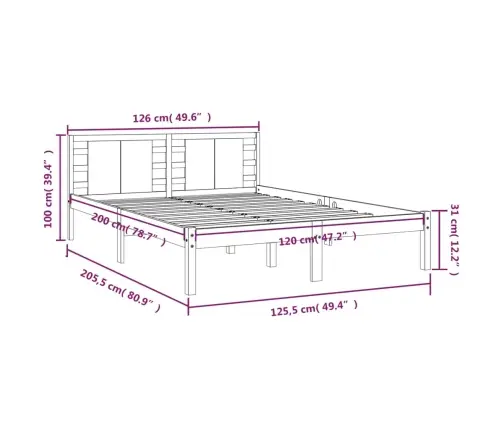 Lovos Rėmas Be Čiužinio, Baltas, 120X200cm Pušies Masyvas