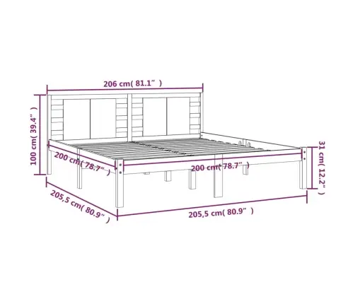 Lovos Rėmas, Pilkos Spalvos, 200X200cm Pušies Medienos Masyvas