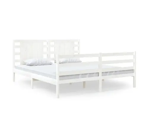 Gulta Bez Matrača, Balts, 150X200 Cm, Priedes Masīvkoks Vidaxl