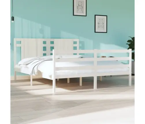 Gulta Bez Matrača, Balts, 150X200 Cm, Priedes Masīvkoks Vidaxl