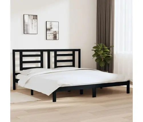 Voodiraam, Must, Täismännipuit, 200 X 200 Cm