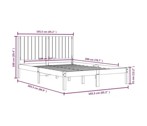 Voodiraam Ilma Madratsita, 160 X 200 cm Männipuit