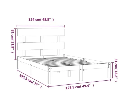 Gultas Rāmis, Masīvkoks, 120X190 Cm, Divvietīgs Vidaxl