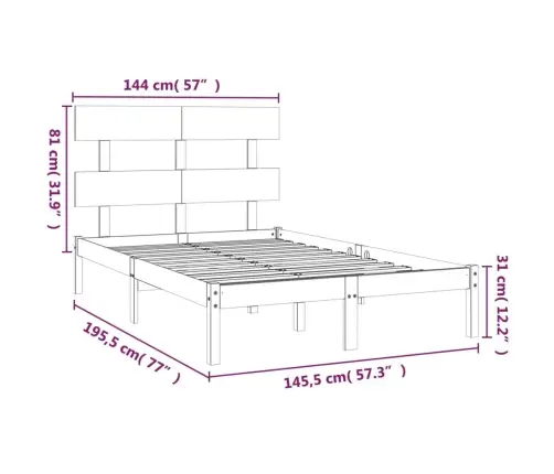 Lovos Rėmas, Juodos Spalvos, 140X190cm Medienos Masyvas