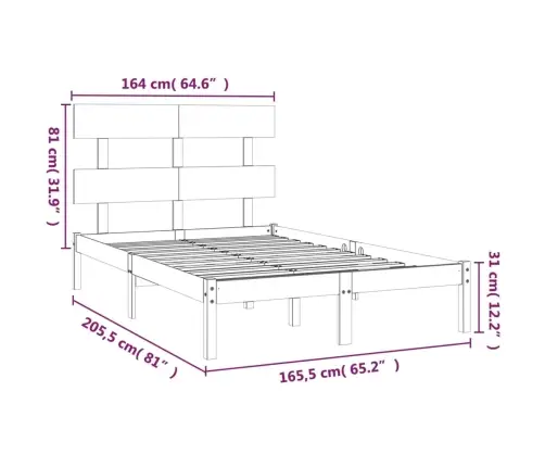 Gultas Rāmis, Masīvkoks, 160X200 Cm Vidaxl
