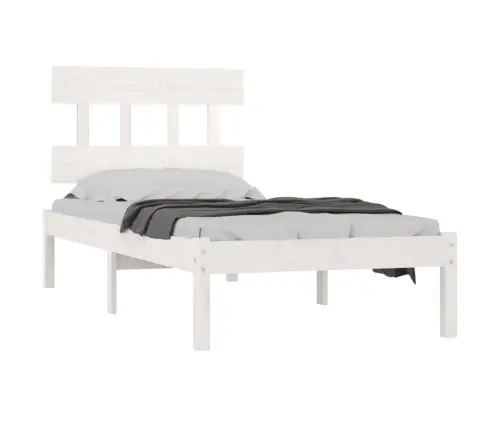 Voodiraam, Valge, Täispuit, 100 X 200 Cm