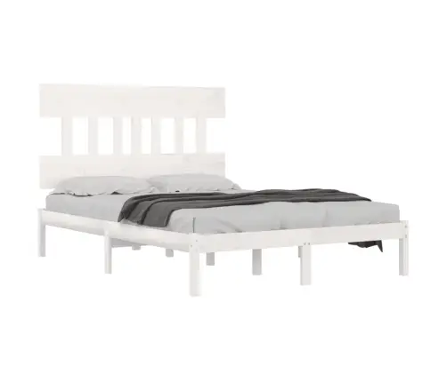 Gultas Rāmis, Balts, Masīvkoks, 140X200 Cm Vidaxl