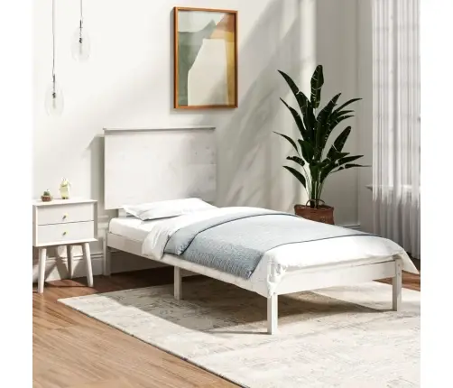Gultas Rāmis, Balts, Masīvkoks, 90X190 Cm, Vienvietīgs Vidaxl