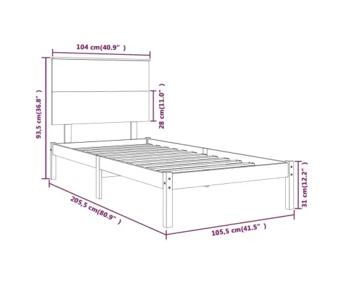 Lovos Rėmas Be Čiužinio, Baltas, 100X200cm Pušies Masyvas