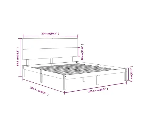 Lovos Rėmas, Juodos Spalvos, 200X200cm Pušies Medienos Masyvas