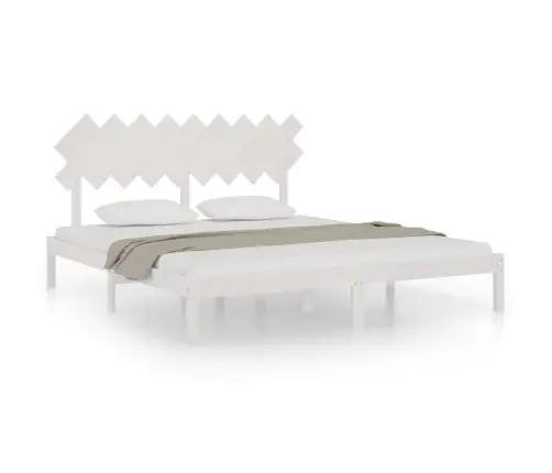 Gultas Rāmis, Balts, 180X200 Cm, Super King Izmērs, Masīvkoks Vidaxl