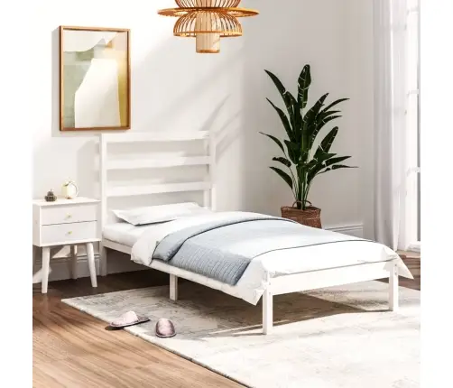 Lovos Rėmas, Baltas, 75X190cm Medienos Masyvas, Vienvietis