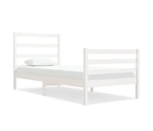 Gultas Rāmis, Balts, Masīvkoks, 90X190 Cm, Vienvietīgs Vidaxl