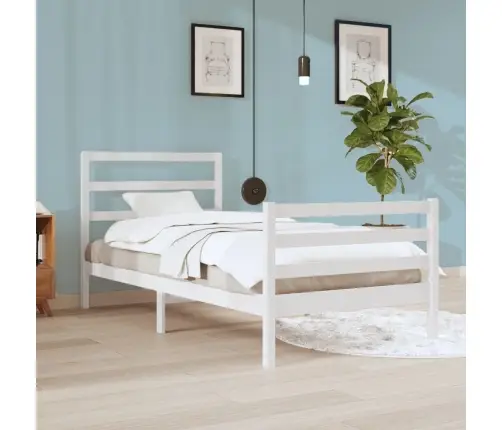 Gultas Rāmis, Balts, Priedes Masīvkoks, 90X200 Cm Vidaxl