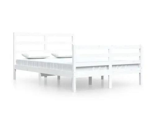 Voodiraam, Valge, Täismännipuit, 140 X 200 Cm