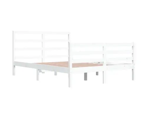 Voodiraam, Valge, Täismännipuit, 140 X 200 Cm