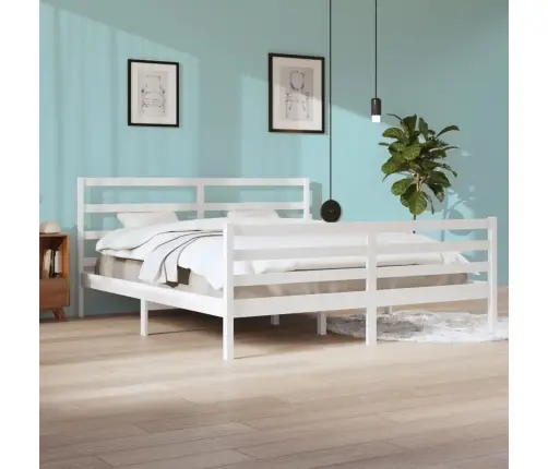 Gultas Rāmis, Balts, Priedes Masīvkoks, 200X200 Cm Vidaxl