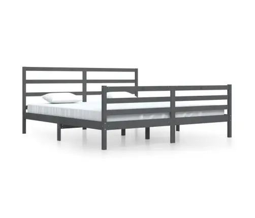 Gultas Rāmis, Pelēks, Priedes Masīvkoks, 200X200 Cm Vidaxl