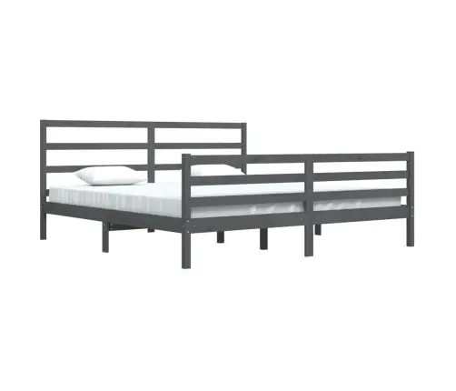 Gultas Rāmis, Pelēks, Priedes Masīvkoks, 200X200 Cm Vidaxl