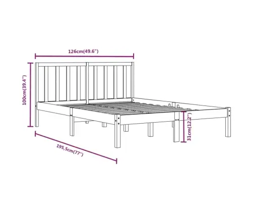 Gultas Rāmis, Priedes Masīvkoks, 120X190 Cm, Mazs, Divvietīgs Vidaxl