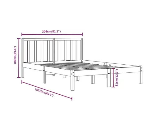 Gultas Rāmis, Balts, Priedes Masīvkoks, 200X200 Cm Vidaxl