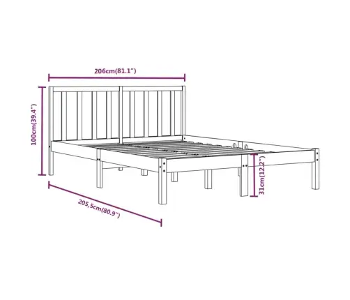 Gultas Rāmis, Medus Brūns, Priedes Masīvkoks, 200X200 Cm Vidaxl