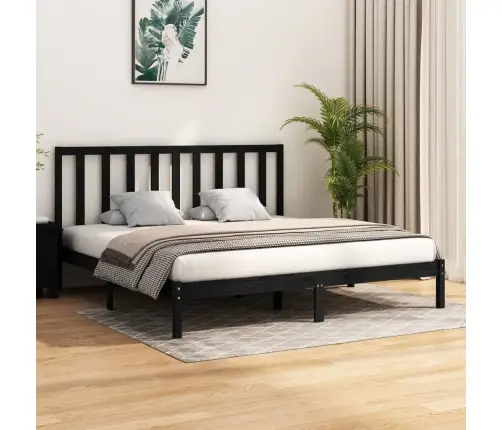 Gultas Rāmis, Melns, Priedes Masīvkoks, 200X200 Cm Vidaxl