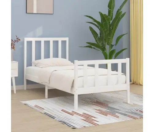 Voodiraam, Valge, Männipuit, 75 X 190 Cm