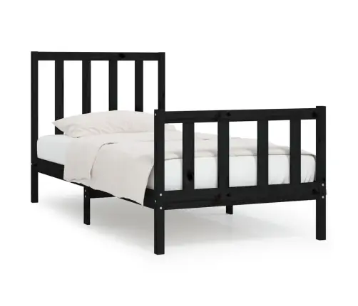 Voodiraam, Must, Täismännipuit, 75 X 190 Cm