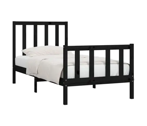 Voodiraam, Must, Täismännipuit, 75 X 190 Cm