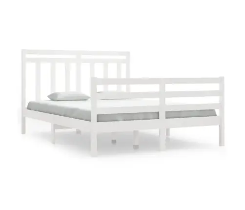 Voodiraam, Valge, Männipuit, 135 X 190 Cm