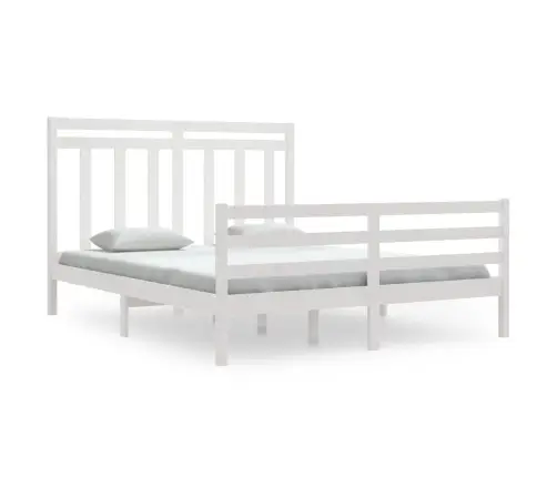 Gultas Rāmis, Balts, Masīvkoks, 160X200 Cm Vidaxl