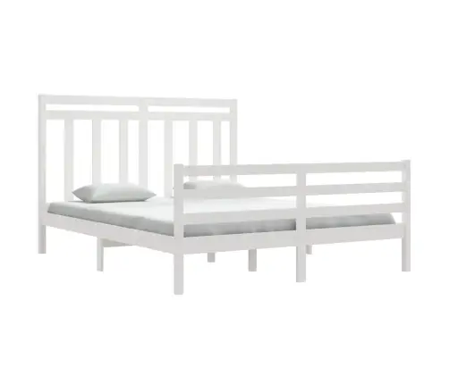 Gultas Rāmis, Balts, Masīvkoks, 160X200 Cm Vidaxl