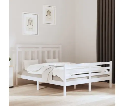 Gultas Rāmis, Balts, Masīvkoks, 160X200 Cm Vidaxl