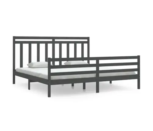 Gultas Rāmis, Pelēks, Masīvkoks, 200X200 Cm Vidaxl