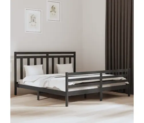 Gultas Rāmis, Pelēks, Masīvkoks, 200X200 Cm Vidaxl