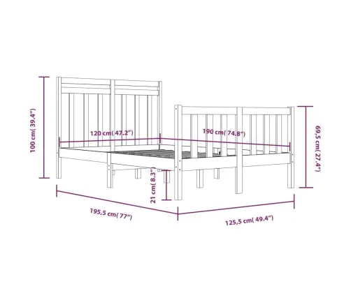 Gultas Rāmis, Masīvkoks, 120X190 Cm, Divvietīgs Vidaxl