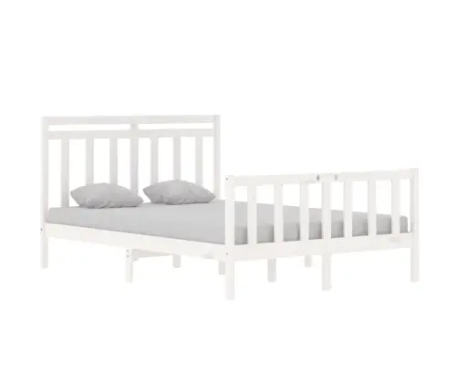 Gultas Rāmis, Balts, Masīvkoks, 135X190 Cm, Divvietīgs Vidaxl