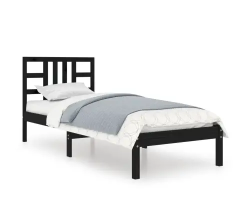 Voodiraam, Must, Täismännipuit, 75 X 190 Cm