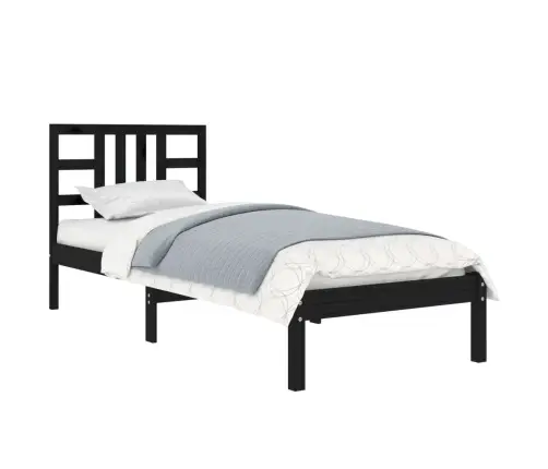 Voodiraam, Must, Täismännipuit, 75 X 190 Cm