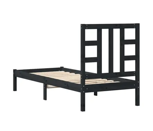 Voodiraam, Must, Täismännipuit, 75 X 190 Cm