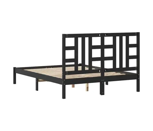 Gultas Rāmis, Melns, Masīvkoks, 140X190 Cm Vidaxl