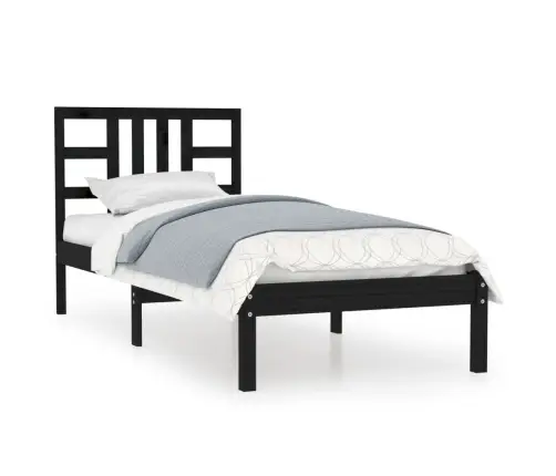 Voodiraam, Must, Täispuit, 100 X 200 Cm