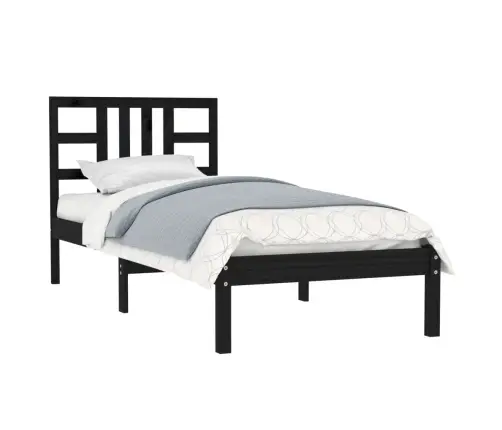 Voodiraam, Must, Täispuit, 100 X 200 Cm