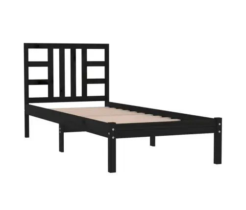 Voodiraam, Must, Täispuit, 100 X 200 Cm