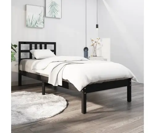 Voodiraam, Must, Täispuit, 100 X 200 Cm