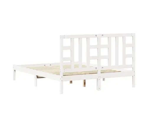 Gultas Rāmis, Balts, Masīvkoks, 150X200 Cm, Liels, Divvietīgs Vidaxl