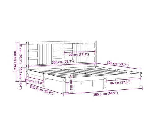 Gultas Rāmis, Masīvkoks, 200X200 Cm Vidaxl