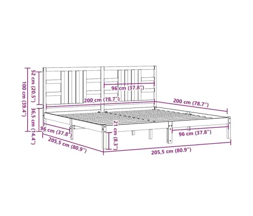 Lovos Rėmas, Baltos Spalvos, 200X200cm Medienos Masyvas